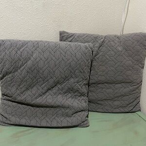 Set of two target large 22x22” grey quilted  zip up throw pillows